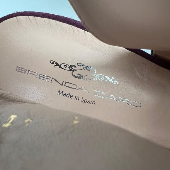 Brenda Zaro Womens Burgundy Suede Leather Peep Toe Block Heel Pumps size 10 10.5 - Picture 11 of 15